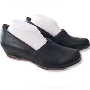Dansko Liliana Leather Wedge Shoes 41 Black NWOT